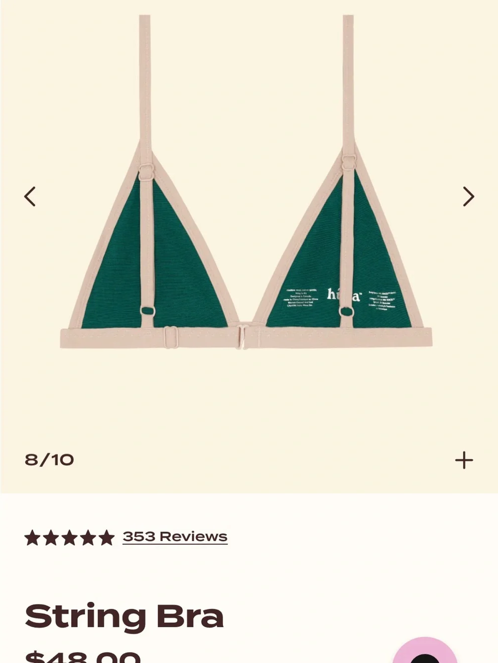 String Bra in Nude and Black xs - 2-Pack